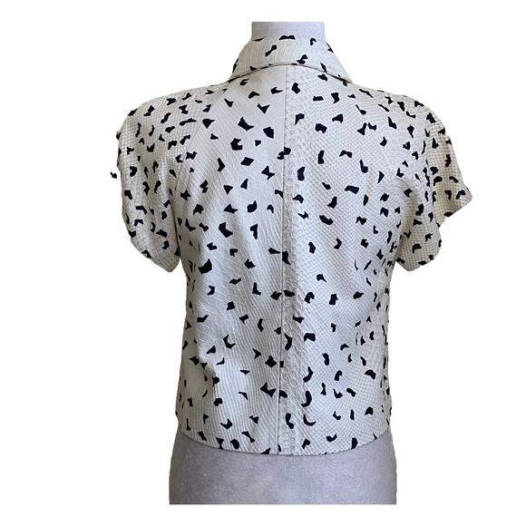 Tanya Taylor Leather Jacket White Black Animal Print Size S $459 Preppy, Cruella - Picture 3 of 8